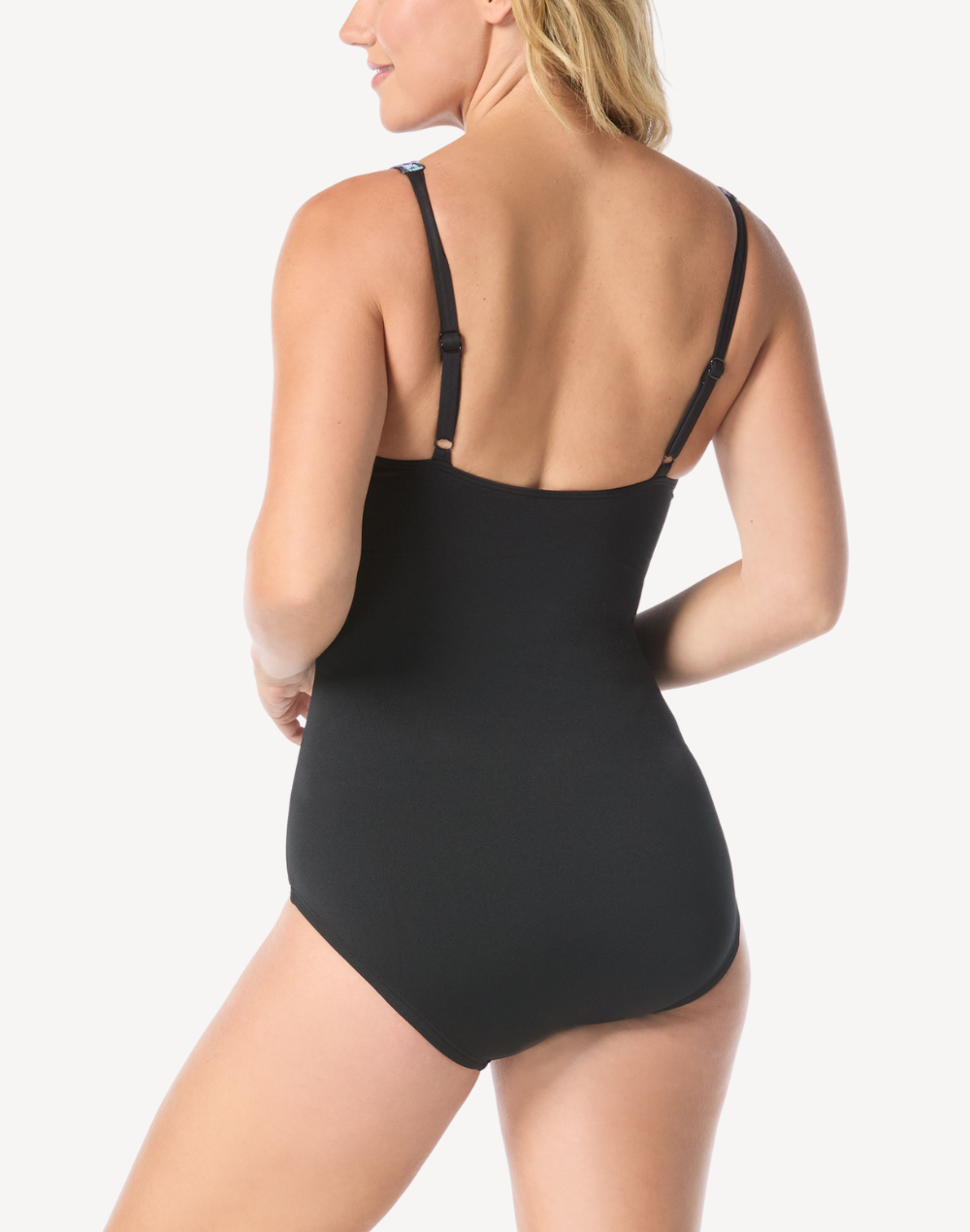Colourblock High Neck D Cup Polyester One Piece Swimsuit