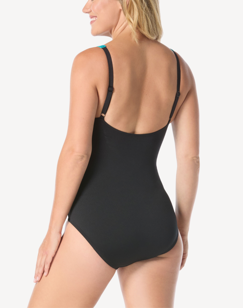 Colourblock Splice High Neck Polyester One Piece Swimsuit#color_colourblock-teal-cove