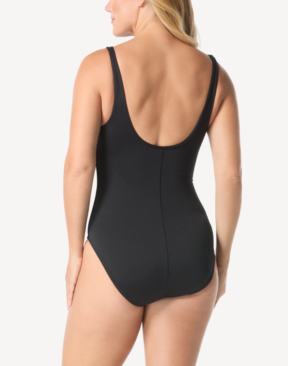 Cosmic Scoop Neck Zip Front Polyester One Piece Swimsuit
