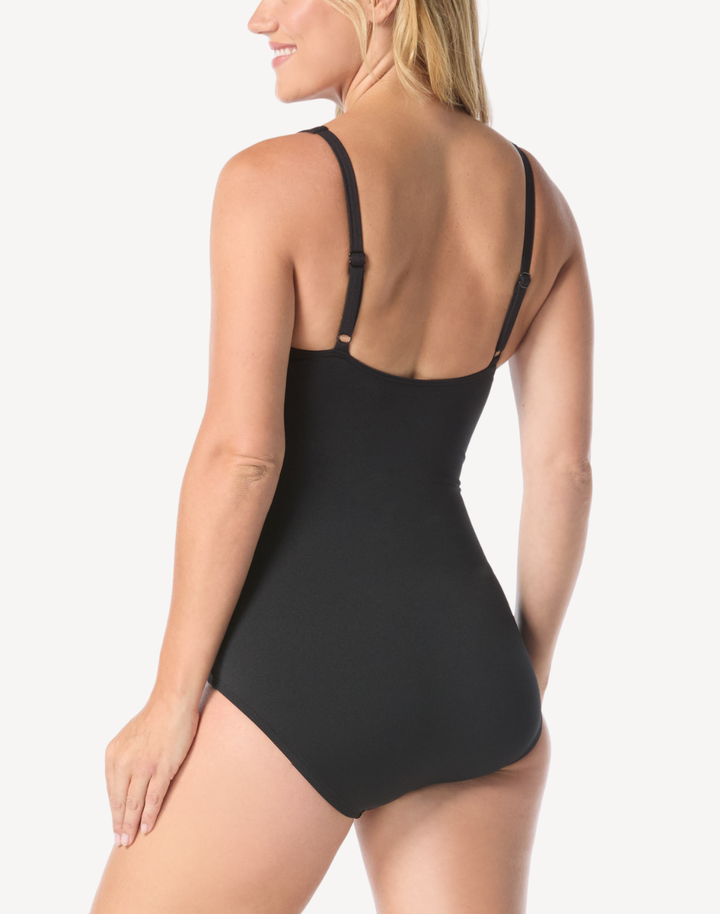 Paradise Palm Polyester High Neck One Piece Swimsuit