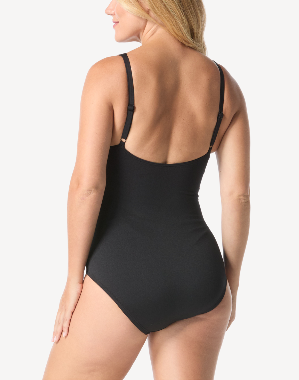 Retro Stripe High Neck Polyester One Piece#color_retro-black-white