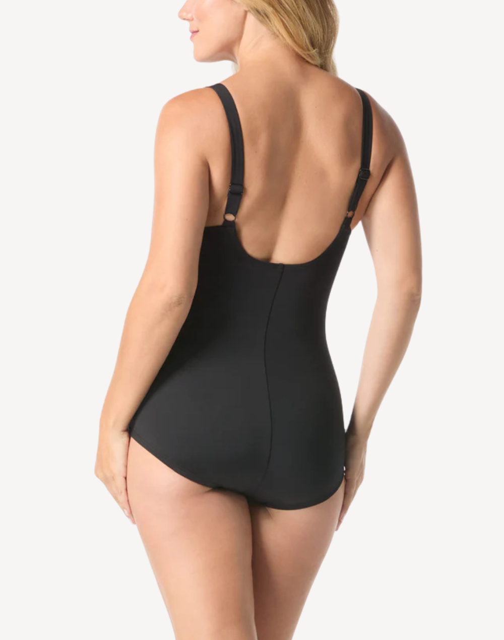 Square Neck Polyester Sarong One Piece Swimsuit#color_black
