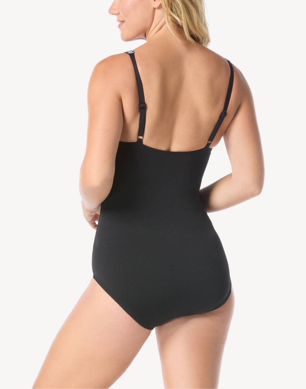 Syncronized Streams Polyester High Neck One Piece Swimsuit#color_syncronized-black-multi