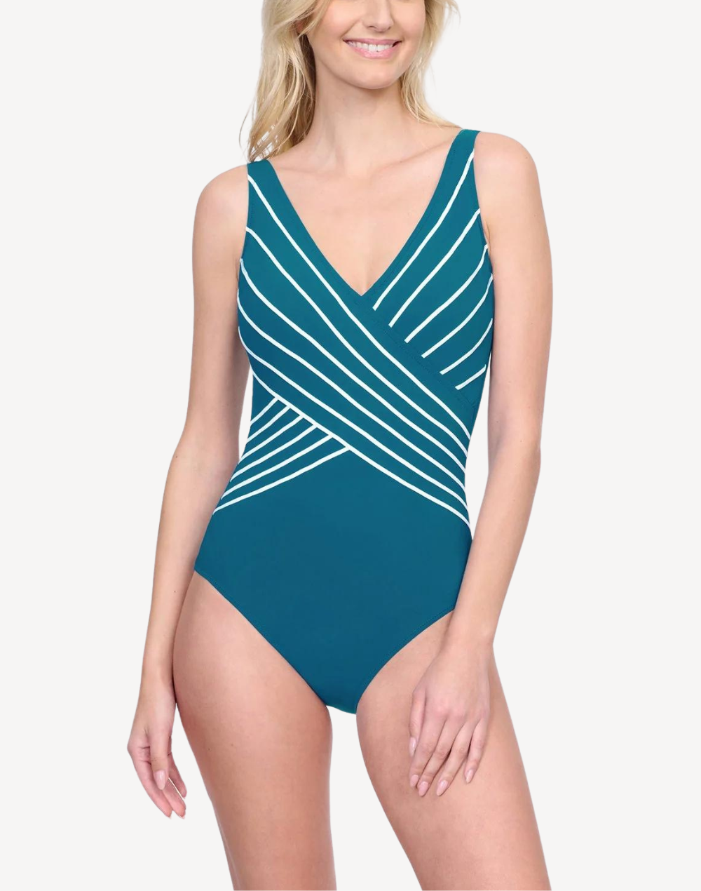 Embrace V Neck Surplice One Piece#color_embrace-teal