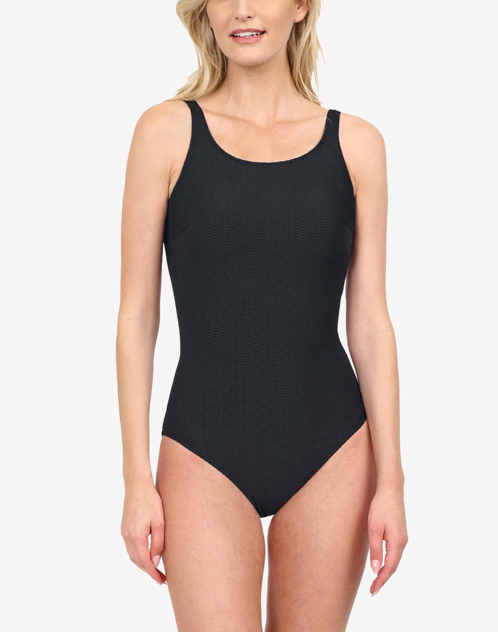 Harbourside Texture High Neck Mastectomy One Piece#color_black