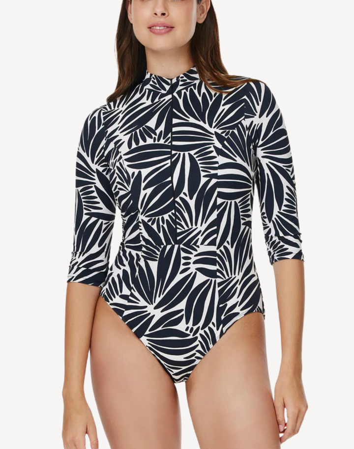 Modest 3/4 Sleeve Paddle Suit One Piece Swimsuit