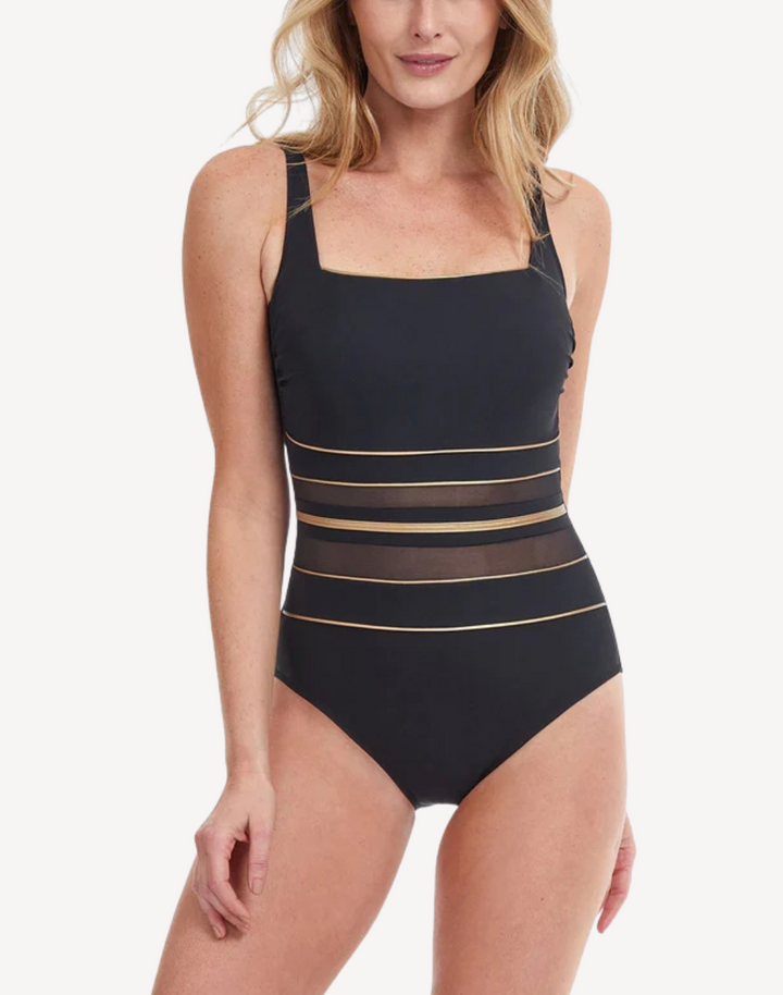 Onyx Sqaure Neck One Piece Swimsuit