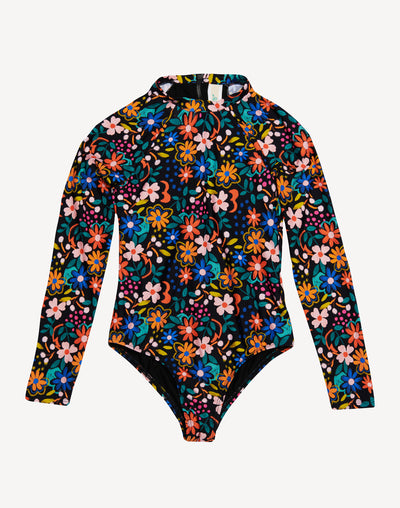 Girls Island Wildflower Paddle Suit#color_island-black