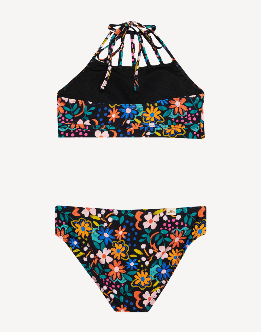 Girls Island Wildflower Strappy Bikini Set#color_island-wildflower-black