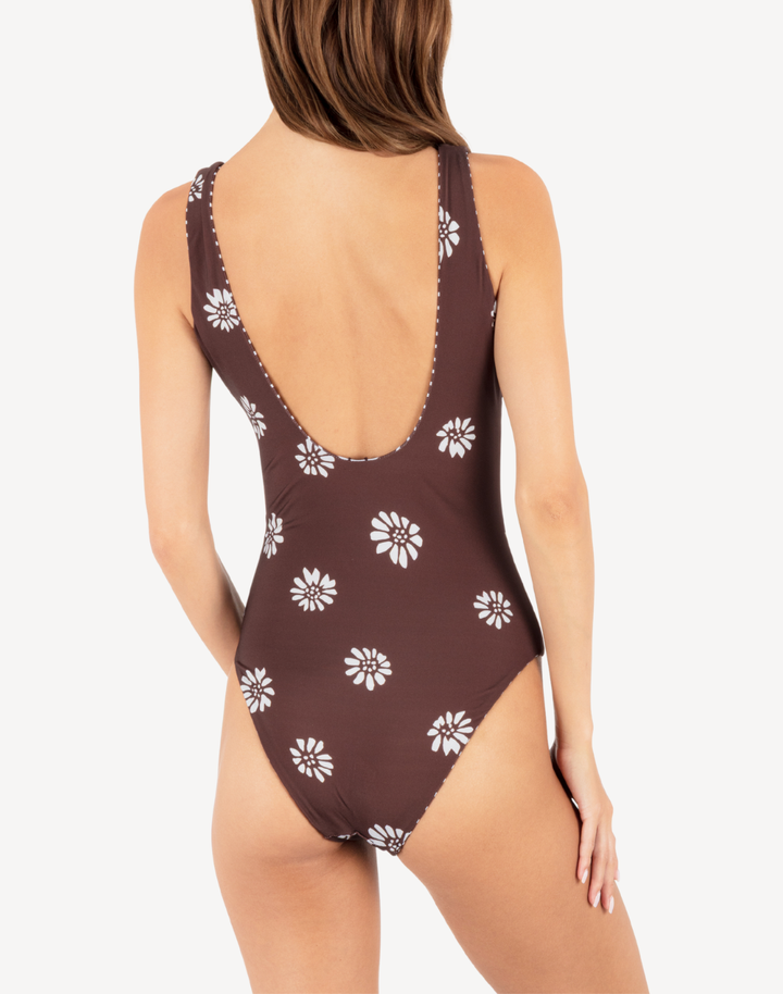 Katazome Reversible Moderate One Piece Swimsuit