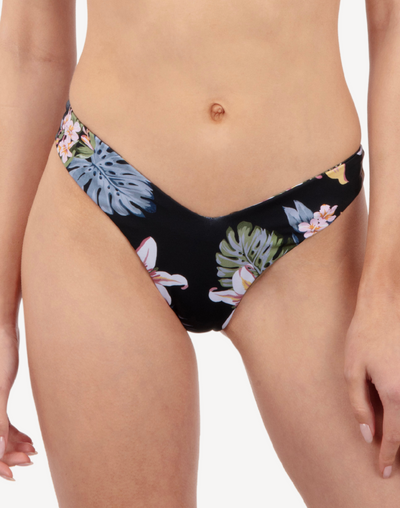 Lily Lux V Front Skimpy Bikini Bottom#color_lily-black-floral