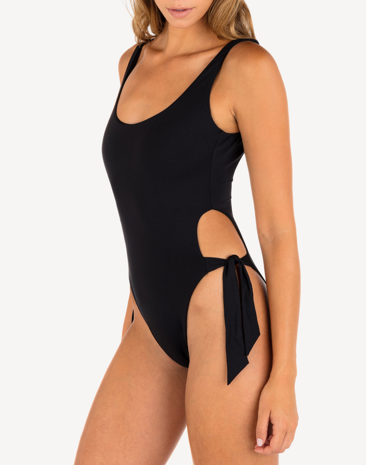Solid Tie Side Cheeky One Piece