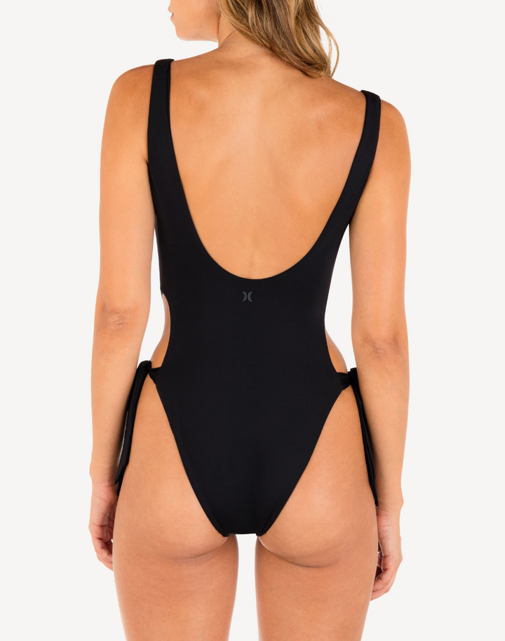 Solid Tie Side Cheeky One Piece