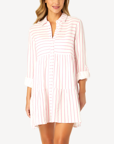 Surfside Long Sleeve Tiered Cover Up#color_surfside-pink-cosmo