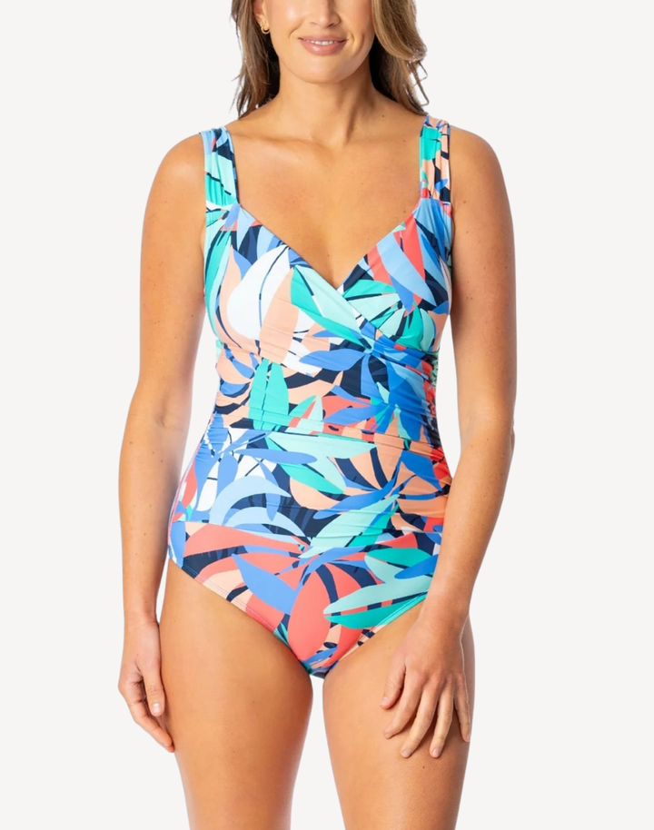 Bright Canvas Surplice One Piece Swimsuit