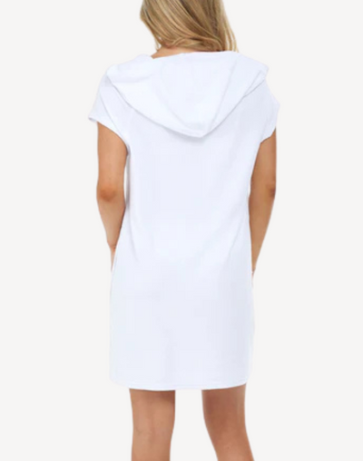 Terry Zip Front Sleeveless Hooded Cover Up#color_white