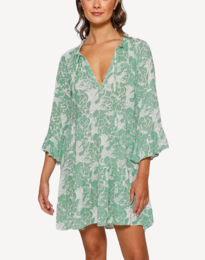 Blooms Boho Short Dress#color_blooms-seaglass
