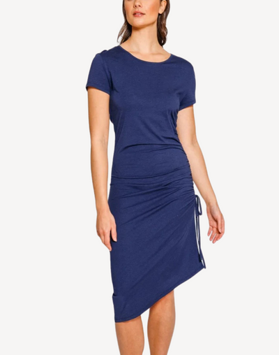 Laguna Beach Ruched Midi Dress#color_laguna-navy