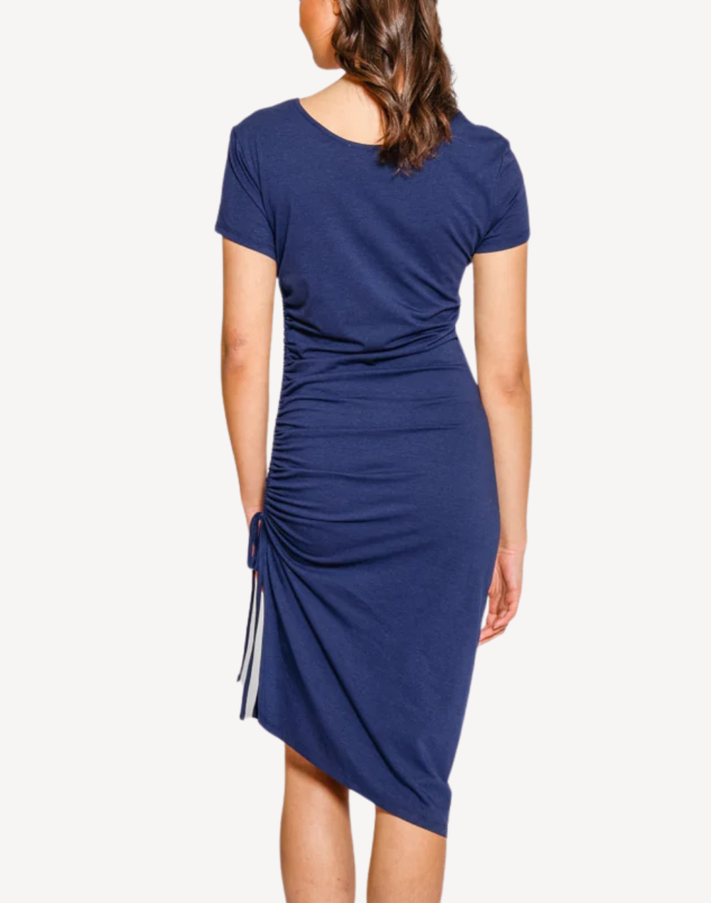 Laguna Beach Ruched Midi Dress#color_laguna-navy