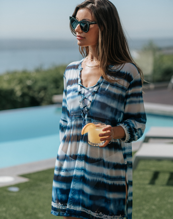 Seascape Mesh Lace Front Tunic Cover Up