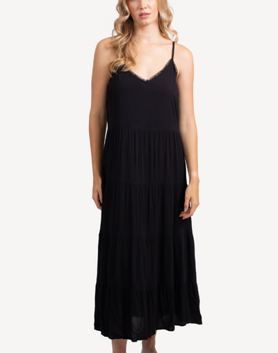 Miami Midi Tier Maxi Dress#color_black