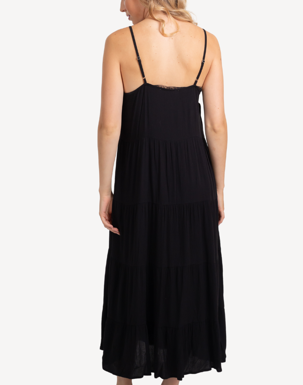 Miami Midi Tier Maxi Dress#color_black