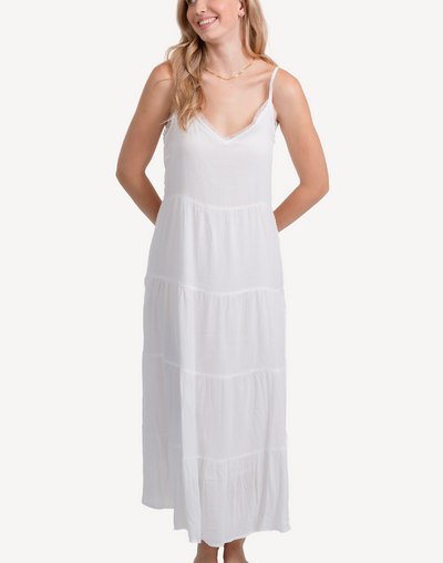 Miami Midi Tier Maxi Dress#color_white