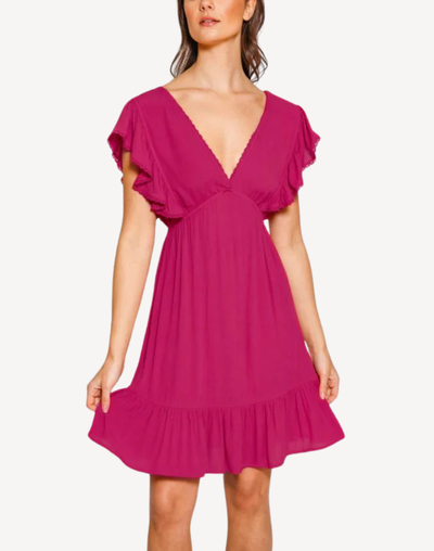 Miami Ruffle Mini Dress#color_miami-sangria