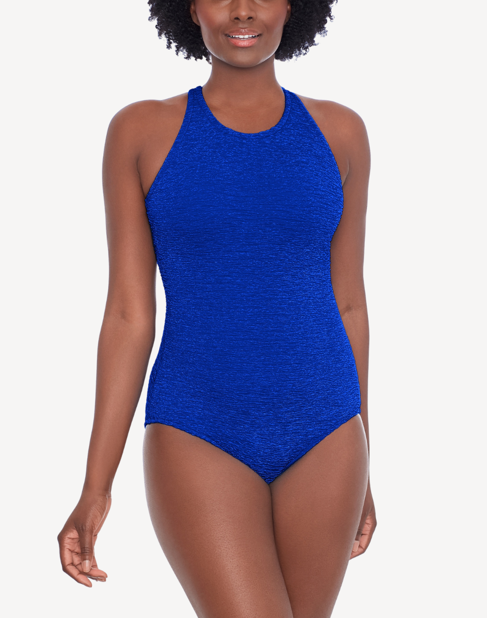 Krinkle High Neck One Piece Swimsuit