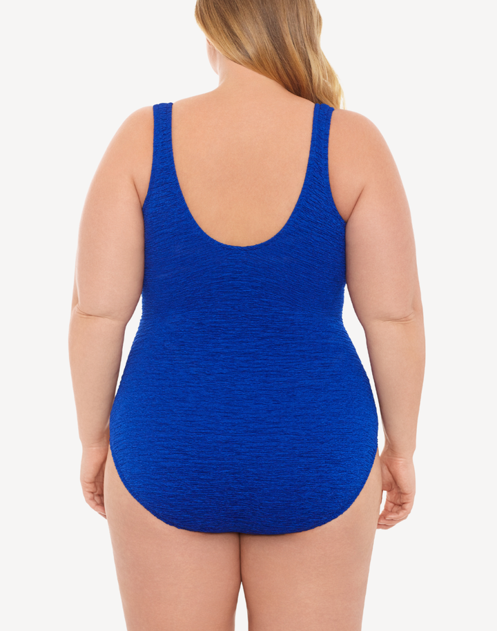 Krinkle Mock Surplice Plus Size One Piece Swimsuit