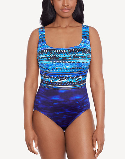 Pool Attention Double X Back Tank One Piece#color_pool-blue