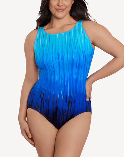 High Energy Scoop Back High Neck One Piece#color_high-energy-blue