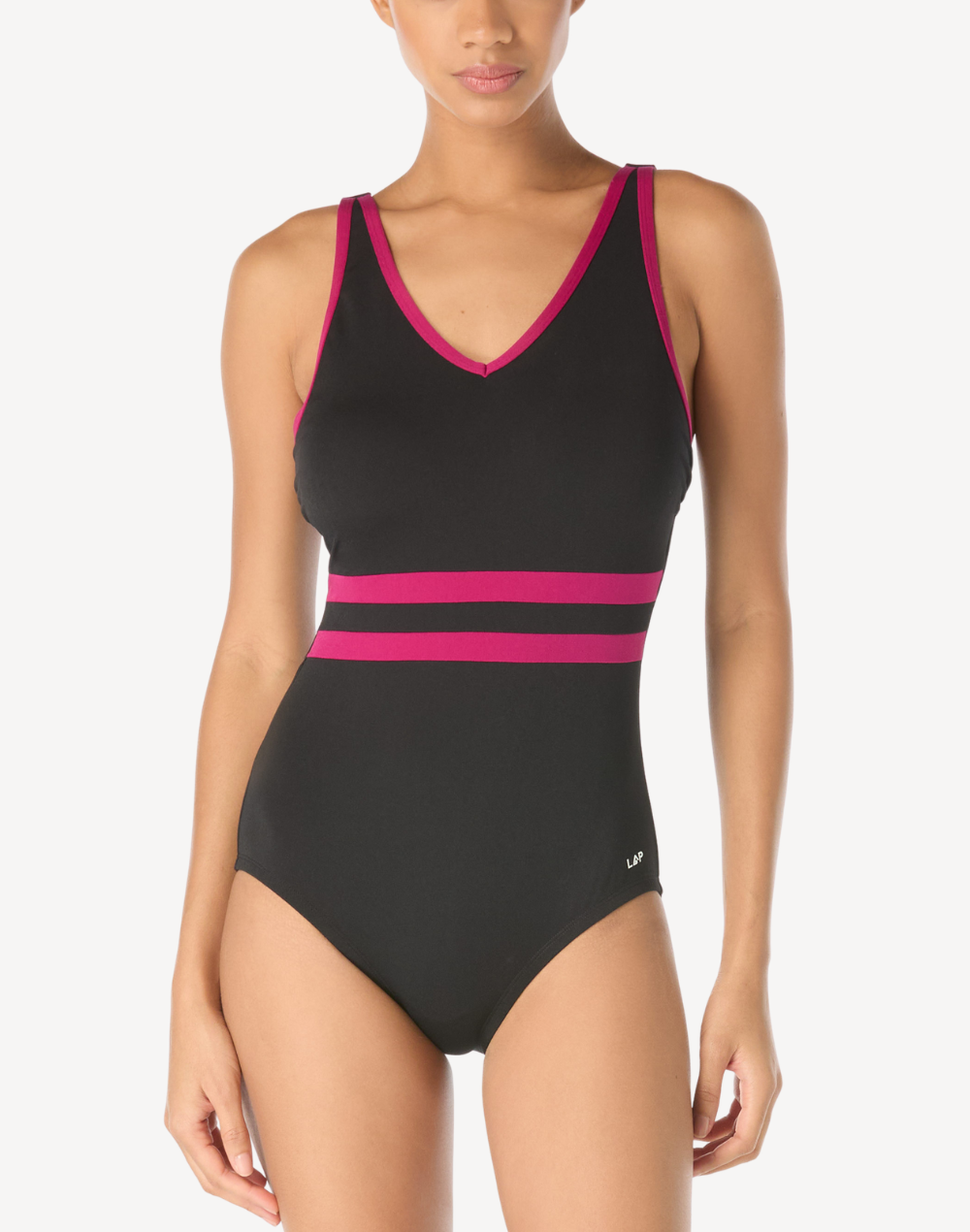 Colourblocked V Neck Polyester One Piece Swimsuit
