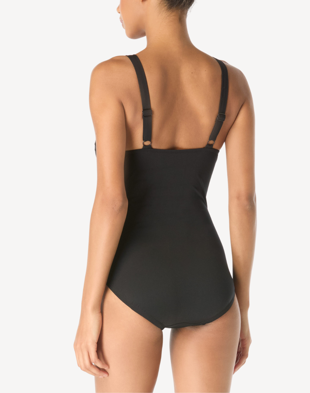 Colourblocked V Neck Polyester One Piece Swimsuit#color_colourblocked-mulberry