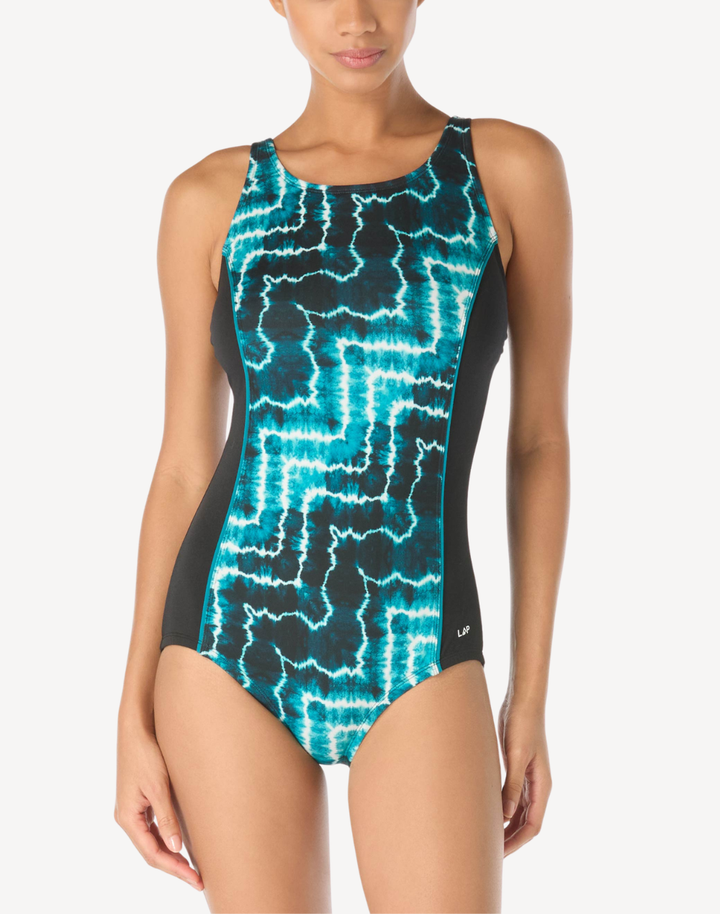 Sonic Seaside Scoop Neck Panel Polyester One Piece Swimsuit