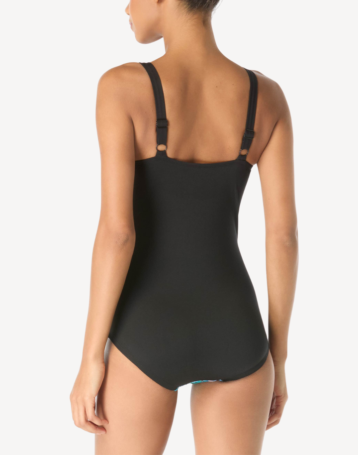 Sonic Seaside Scoop Neck Panel Polyester One Piece Swimsuit