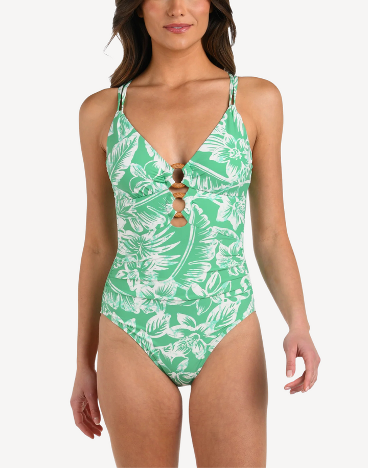 Batiki Balinese Lace Up One Piece Swimsuit