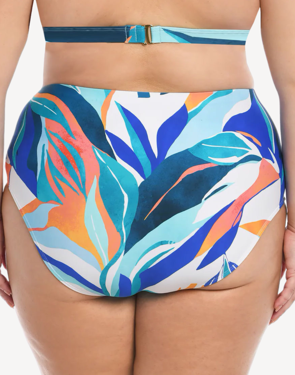 Coastal Palms High Waist Plus Size Bikini Bottom#color_coastal-ice-blue