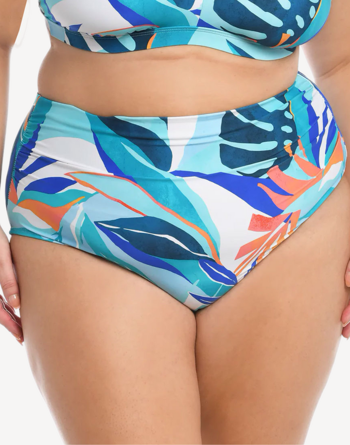 Coastal Palms High Waist Plus Size Bikini Bottom