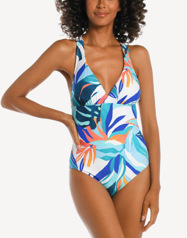 Coastal Palms Macrame Back One Piece