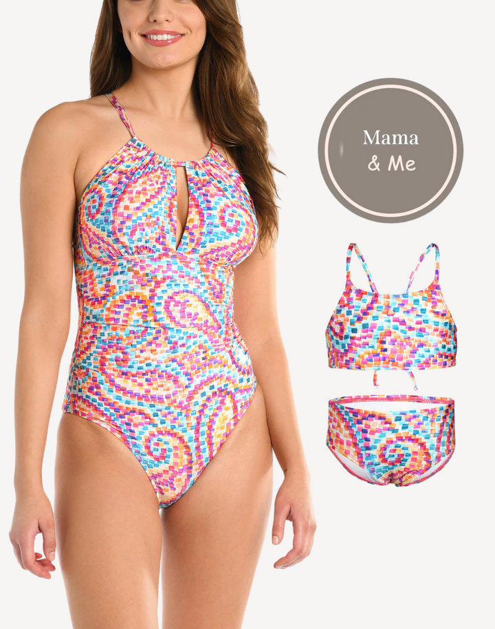 Girls Pebble Beach High Neck Bikini Set