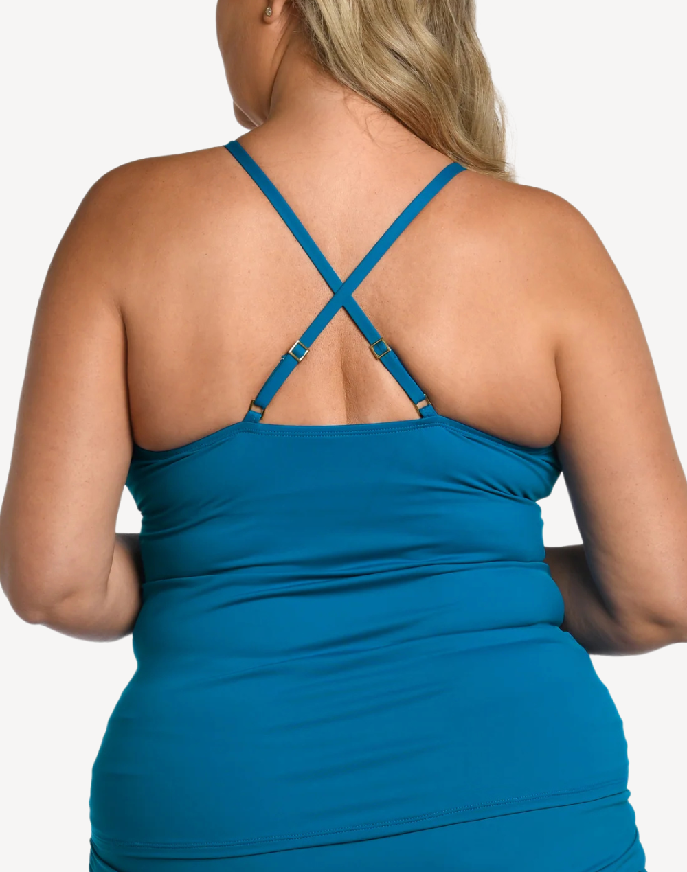 Island Goddess High Neck Keyhole Plus Size Tankini Top#color_island-ocean-blue