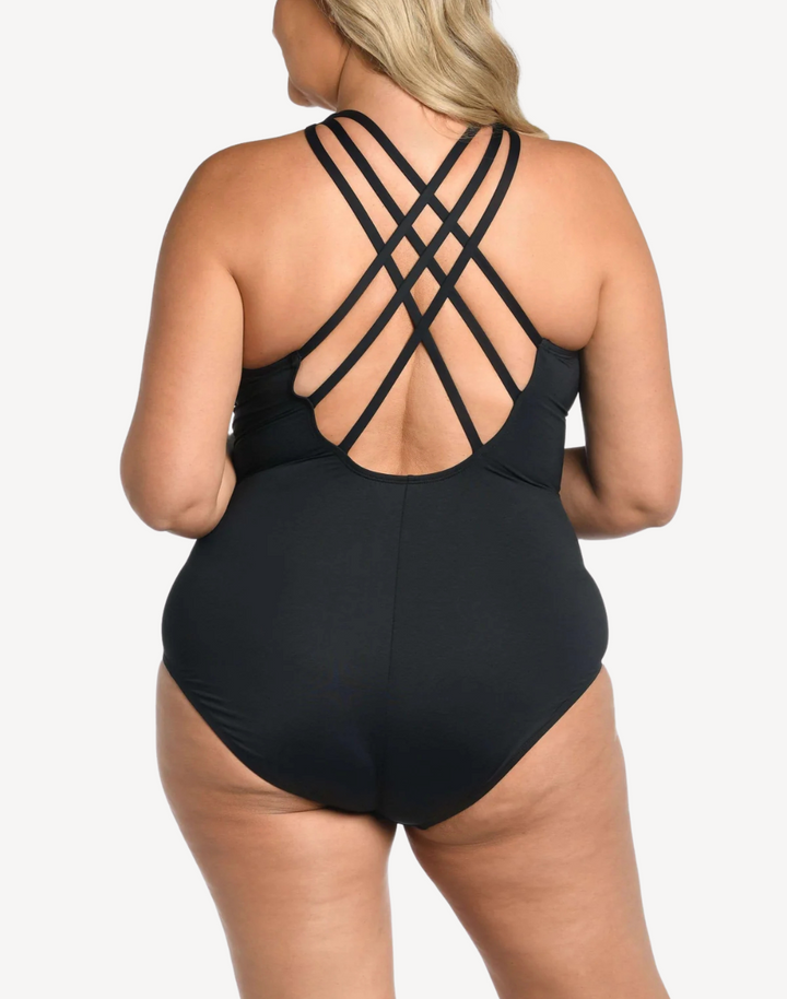 Island Goddess Plus Size Crossback One Piece Swimsuit