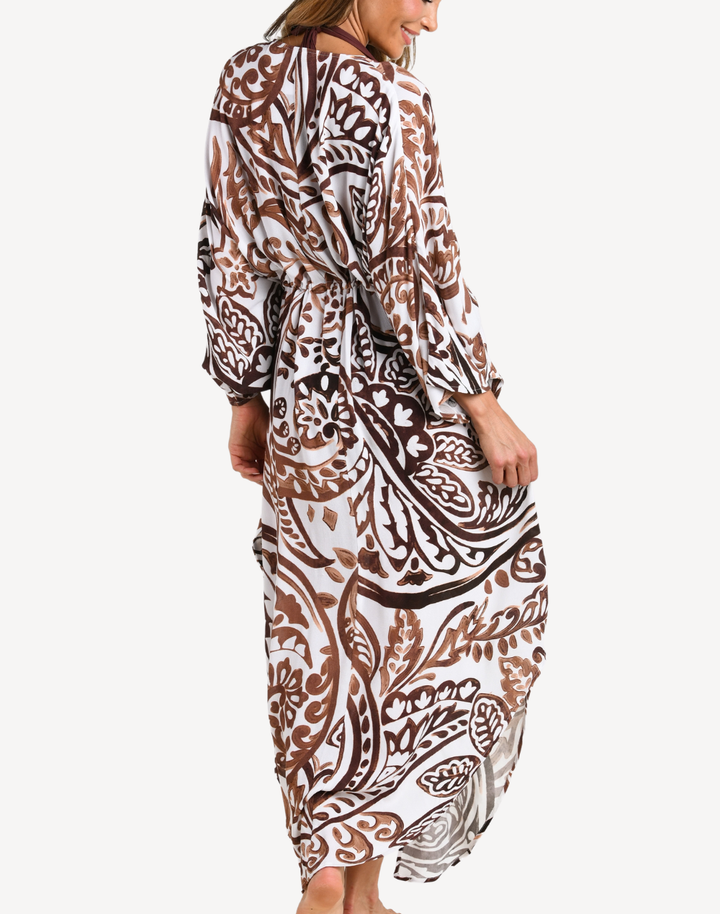 Painted Paisley Caftan Cover Up