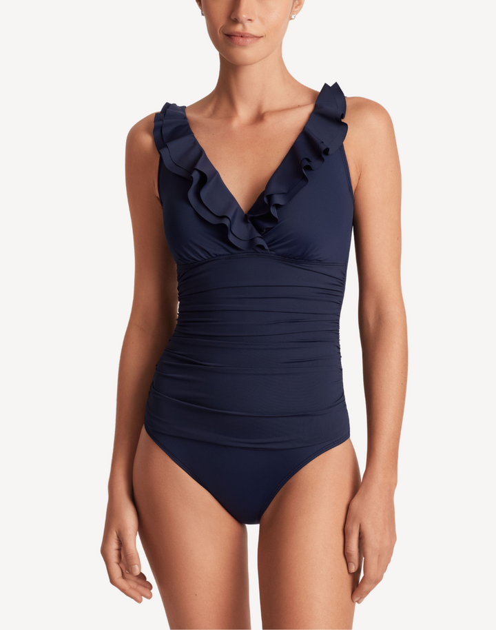 Beach Club Solids Ruffle Underwire One Piece