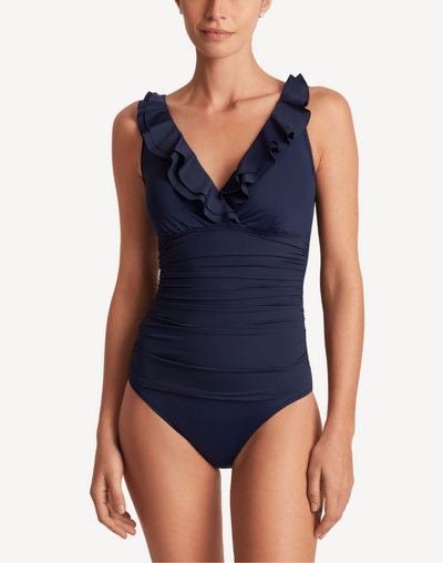 Beach Club Solids Ruffle Underwire One Piece#color_beach-club-dark-navy