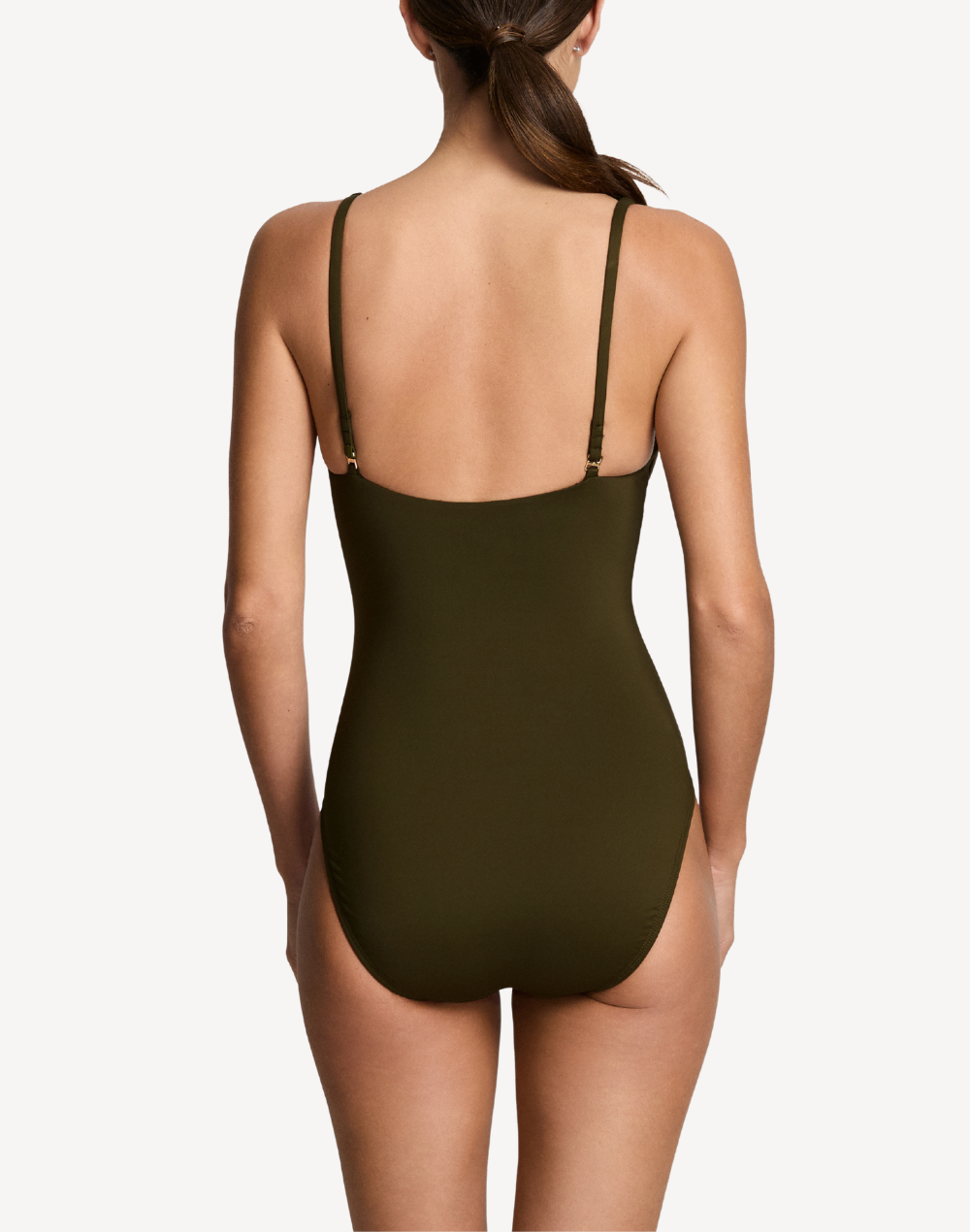 Beach Club Solids Tall Triangle One Piece Swimsuit#color_beach-club-dark-olive