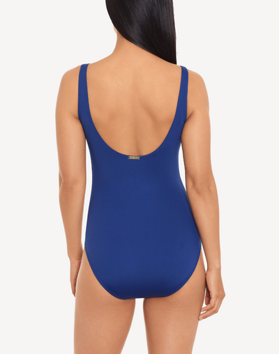 Beach Club Solids Twist Front One Piece#color_beach-club-sapphire