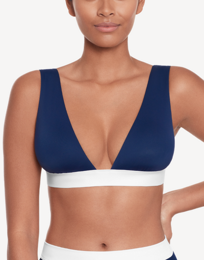 Bel Air Banded Modern V Neck Bikini Top#color_bel-air-dark-navy