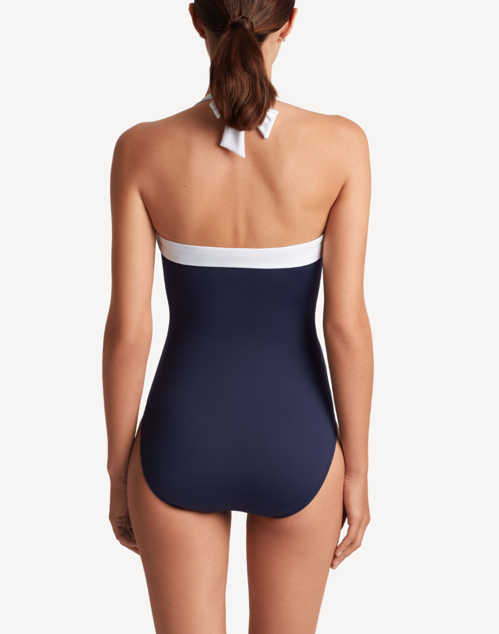 Bel Air Shirred Bandeau One Piece#color_bel-air-dark-navy